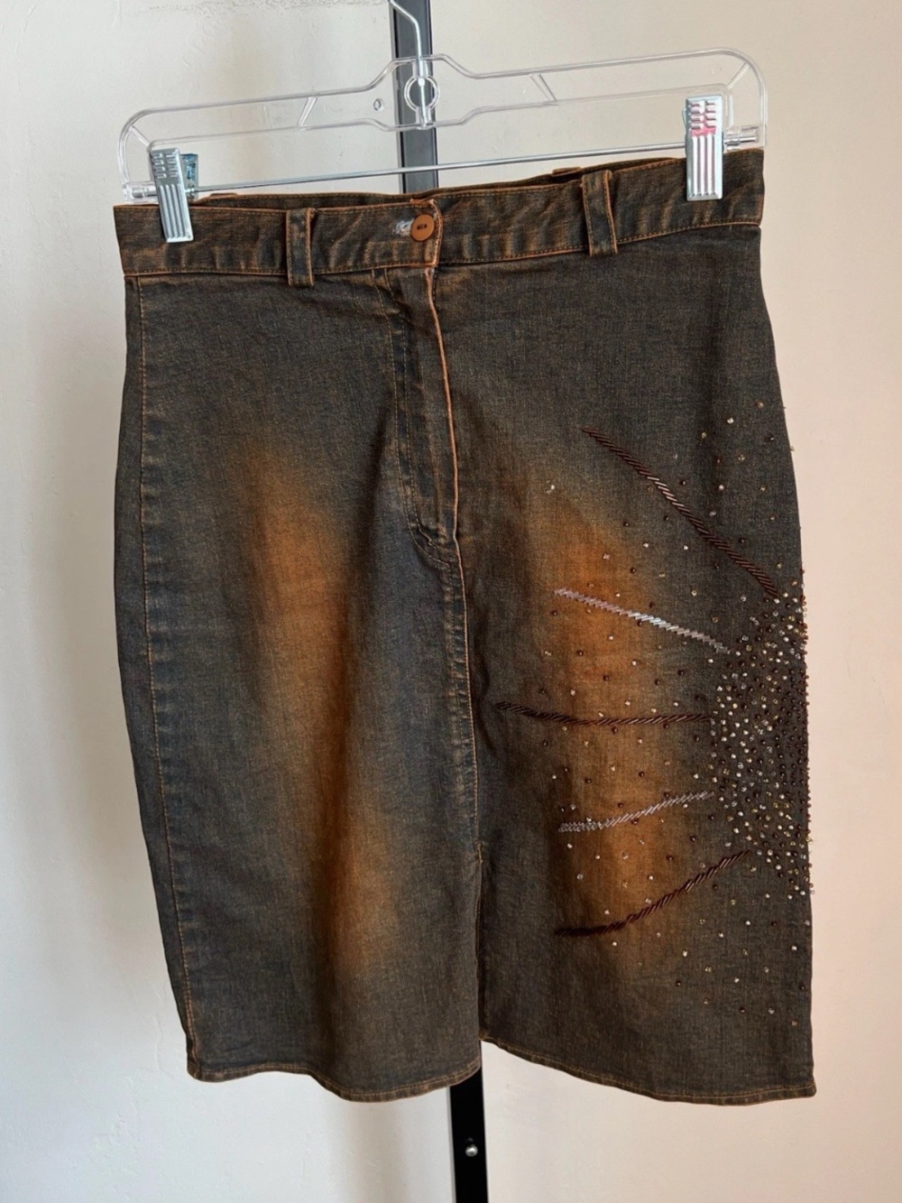 RARE 🔥 Michel Vintage Beaded Denim Skirt